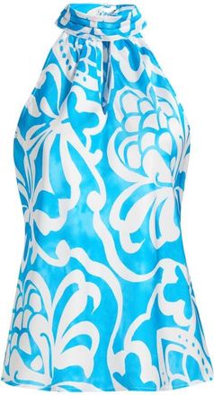 Tahari by ASL Pleated Mock Neck Top in Blue Jewel at Nordstrom, Size X-Small P