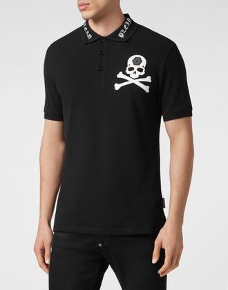 Philipp Plein Polo Shirt Ss Skull&Amp;Bones Men in Black at Nordstrom, Size Xxx-Large