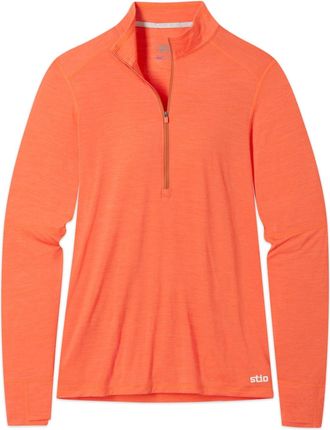 Stio | Womens Basis PeakWool Lightweight Half Zip Top, Size Extra Small in Neon Bloom Heather