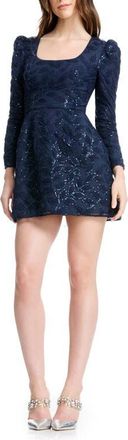Dress The Population Brie Sequin Long Sleeve Minidress in Navy at Nordstrom, Size Xx-Large
