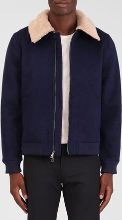 Bagatelle Felted Wool Blend Aviator Jacket in Navy at Nordstrom, Size X-Large
