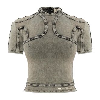 Charlotte Knowles Blouses, female, Gray, Size: S Scuba Turtleneck Top