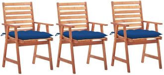 vidaXL Vidaxl - Sillas Comedor De Jard&iacute;n 3 Uds Madera Maciza Acacia Y Cojines