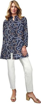 Jessica London Georgette Button Front Tunic in Navy Multi Rope at Nordstrom, Size 12