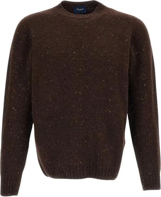 Drumohr Ronde hals gebreide kleding - Heren - Ronde hals truien - Bruin - 2XL - Wol - Truien & Vesten