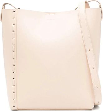 Jil Sander Medium Leren Tote Bag - Dames - Shoppers - Beige - ONE Size - Leer - Tassen