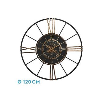 Fabrilamp Fabrilamp - Reloj De Pared Ca&ntilde;ete Negro Oro 120x120x8 Cm Engranajes Con Movimiento