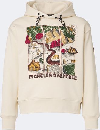 Moncler Printed cotton-blend jersey hoodie