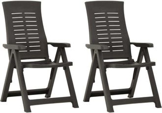 vidaXL Sillas De Jard&iacute;n Reclinables 2 Unidades Pl&aacute;stico Gris Antracita Vidaxl