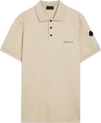 Moncler Logo-print Cotton Polo Shirt - Beige - XL