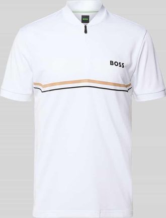 HUGO BOSS Slim Fit Poloshirt mit Logo-Print Modell TOC SPIN BODYMAPP 1027 in Weiss, Größe XXXL