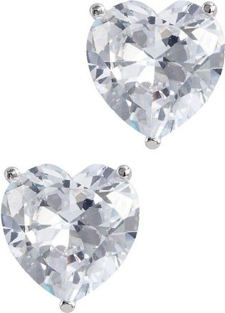 Savvy Cie Jewels Silver Cz Heart Solitaire Stud Earrings