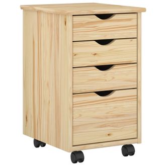 vidaXL Gabinete Rodante Con Rueda Marr&oacute;n 34 X 39 X 56 Cm Pino Macizo Vidaxl