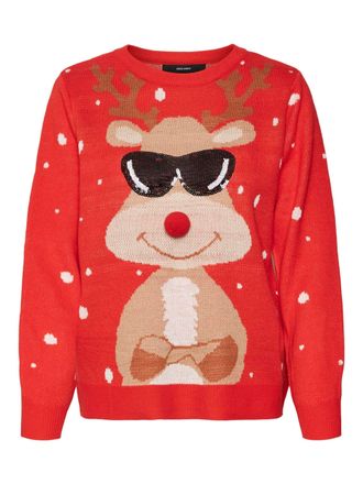 Weihnachtspullover Für Hunde Mit Rentier-Motiv – Rot, Gestrickt, Rollkragen, Für Kleine & Mittlere Rassen