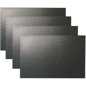 OEM Juego De 4 Manteles Individuales De Doble Capa De Pvc Con Textura De Piel De Avestruz (negro) - Crezuo