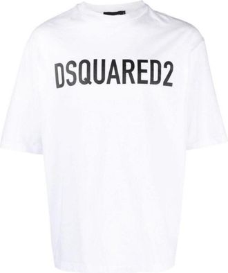 Dsquared2 Mens Bold Logo White T-shirt Cotton - Size X-Large