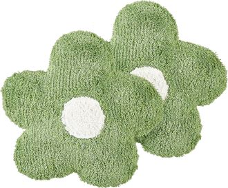 Beliani Beliani - Conjunto De 2 Cojines Infantiles En Forma De Flor De Algod&oacute;n 30 X 30 Cm Verde Sorrel