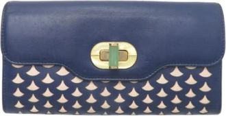 Bulgari Pre-owned Leather Wallet - Dames - Vintage Accessoires - Blauw - ONE Size - Leer - Vintage