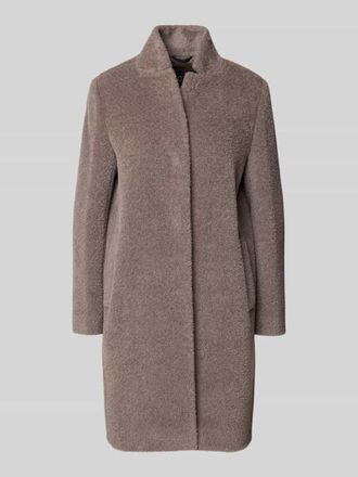 Cinzia Rocca Mantel aus Baumwoll-Alpaka-Mix mit Stehkragen in Mittelbraun Mel, Größe 34