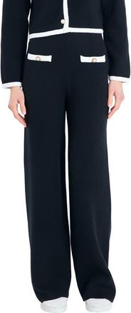 English Factory Contrast Detail Sweater Knit Pants in Black/white at Nordstrom, Size X-Small