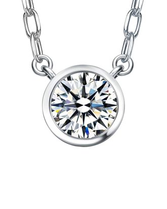 Rachel Glauber Rhodium Plated Cz Necklace