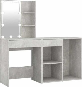 vidaXL Tocador Con Led Y Armario Madera Contrachapada Gris Hormig&oacute;n Vidaxl