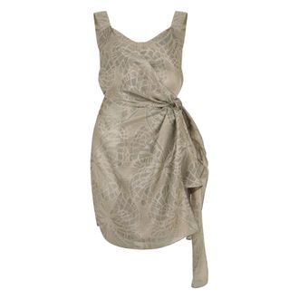 Alberta Ferretti Korte jurk met knoop aan de taille - Dames - Feestkleedjes - Beige - S - Katoen - Kleedjes