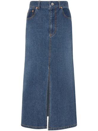 sacai Mid-Length Denim Skirt with Flared Design