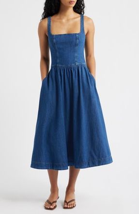 Reformation Janu Denim Midi Dress in Morant at Nordstrom, Size 12