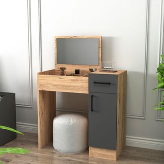 Dmora Rodano Tocador: Mueble Con Espejo, 1 Caj&oacute;n, 2 Puertas, 77x37x109 Cm, Roble Marr&oacute;n