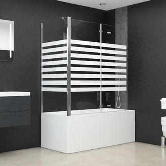 vidaXL Vidaxl - Mampara De Ba&ntilde;o Vidrio Templado A Rayas 120x68x130 Cm