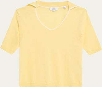 Vince Tipped Elbow-Sleeve Knit Top