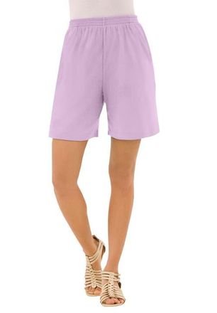 Roaman's Plus Size Soft Knit Pull-On Short in Pale Lavender at Nordstrom, Size Medium
