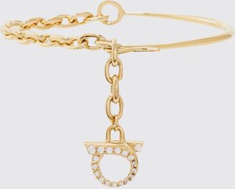 Ferragamo Bracciale in ottone e vetro con dettaglio logo