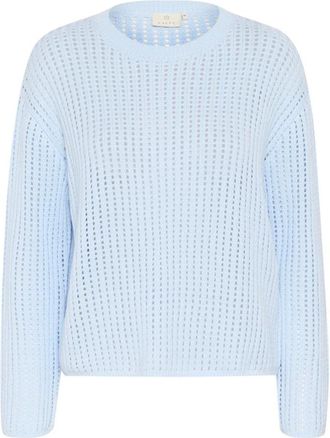 Kaffe Nantucket Breeze Pullover Sweater - Dames - Ronde hals truien - Blauw - L - Katoen - Truien & Vesten
