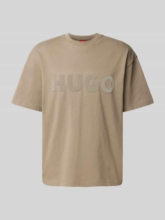 HUGO BOSS T-Shirt mit Label-Print Modell Dinkee in Hellbraun, Gr&ouml;&szlig;e L