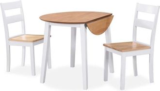 vidaXL Juego De Comedor De Mdf Y Madera De Caucho 3 Piezas Blanco Vidaxl