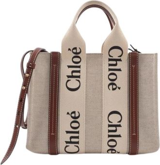 Chlo&eacute; Pre-owned Tote Bags, female, White, Size: ONE SIZE Pre-owned Linen Shoulder Bag