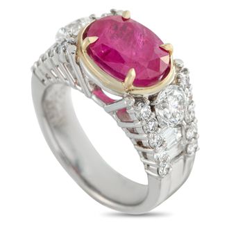Luxury Bazaar Platinum 1.60ct Diamond and Ruby Ring MF14-050726