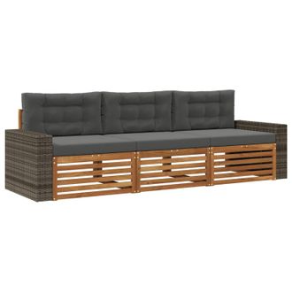 vidaXL Conjunto De Sof&aacute;s De Exterior 3 Pcs Natural Y Antracita Vidaxl