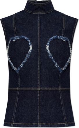 Moschino Stretch Denim Top - Dames - Tops zonder mouwen - Blauw - XS - Denim - Tops
