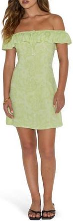 Motel Kenja Paisley Off the Shoulder Minidress in Retro Paisley Lime at Nordstrom Rack, Size X-Small