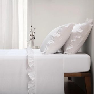 Casa da Laura S&aacute;banas 100% algod&oacute;n 200 hilos liso blanco cama 135/140 1 almohada 4