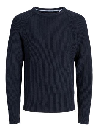 Jack & Jones Plus Size Strickpullover JJPANNEL KNIT CREW NECK AW25 PLS, Herren, Gr. 4XL, sky captain, Strick, Obermaterial: 58% Polyacryl, 42% Baumwolle, JACK & JONES PLUSSI