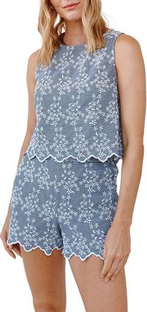Bella Dahl Split Back Crop Tank in Floral Gingham at Nordstrom, Size X-Small