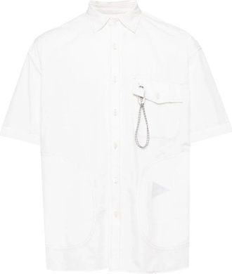 And Wander Short Sleeve Shirts, male, White, XL, White Cotton Shirt with Appliqué Detail