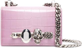 Alexander McQueen four-ring detail crossbody bag - women - Calf Leather - One Size - Pink