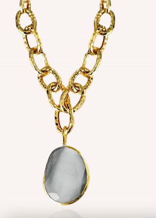 Debbie Katz Womens Aria Cat Eye Stone Necklace In Gray