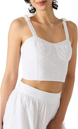 Steve Madden Carlyn Eyelet Bow Shoulder Tank in White at Nordstrom, Size X-Small