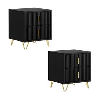 SoBuy 2 mesitas de noche con 2 cajones negro 40x47x40 cm